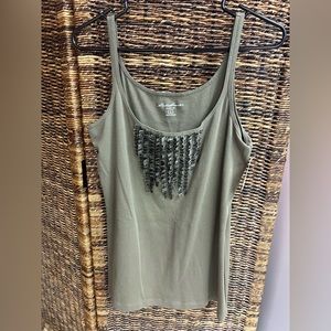 Eddie Bauer - Womens Tank, New with Tags, Front Ruffles,Oregano Color,Size:Large